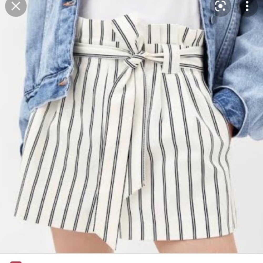 Zara Striped Paperbag Shorts with Tie